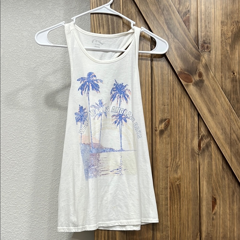 White Palm Tree Graphic Tank Top or swim cover up
